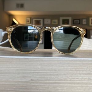 RAEN Remmy champagne crystal and green polarized sunglasses. unisex